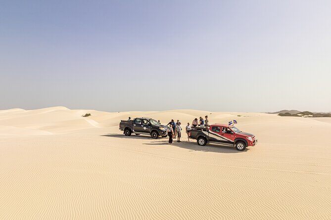 4WD Boa Vista group day tour south and north with sandboarding - Pickup, 4WD ride style, and how the day stays organized