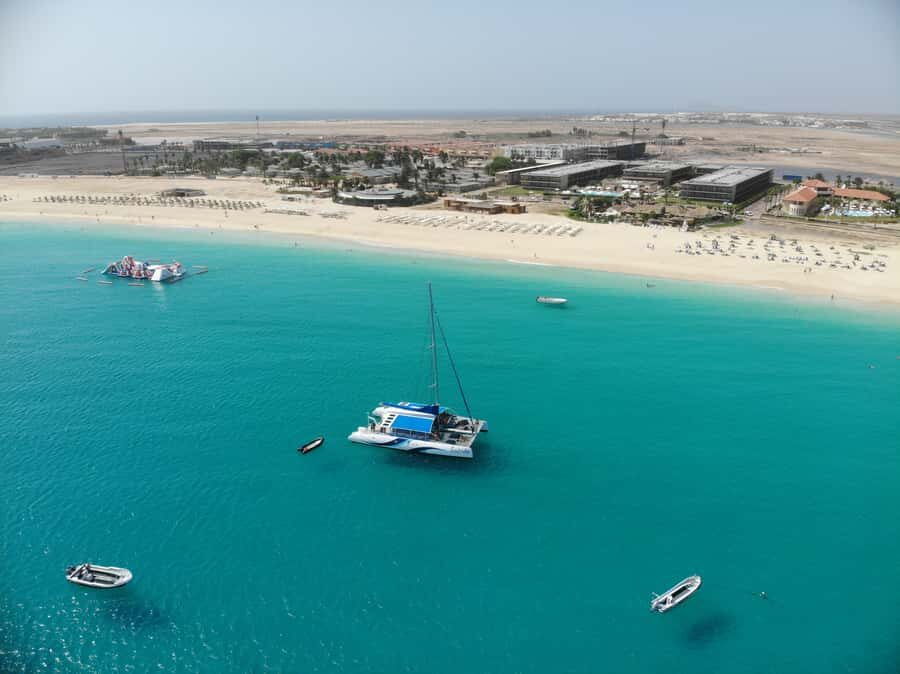Sal: All-Inclusive Half-Day Lounge Catamaran Cruise - African music and dancing on the return: how the vibe changes